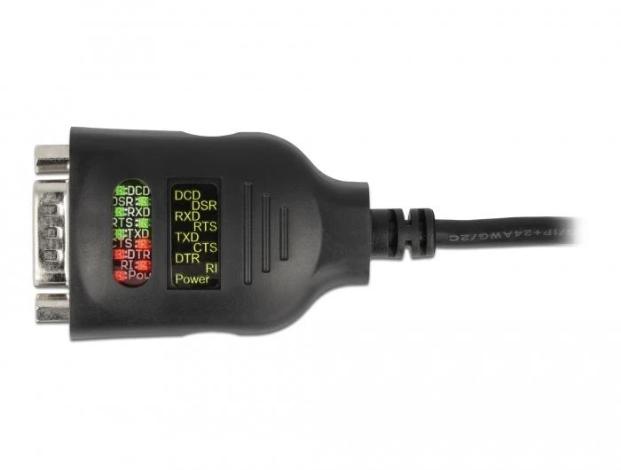 Delock USB Type-A į serijinį DB9 adapterį su 9 LED RS-232 testeriu