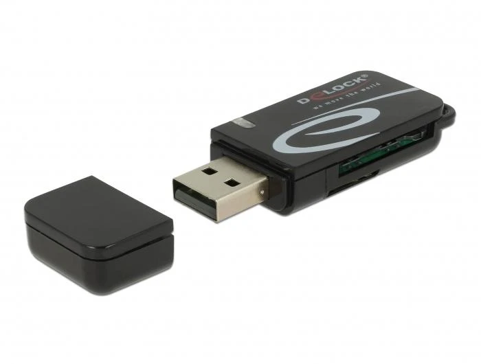 Delock USB kortelių skaitytuvas su nuimtu dangteliu