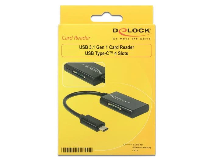 Delock USB-C kortelių skaitytuvas pakuotėje