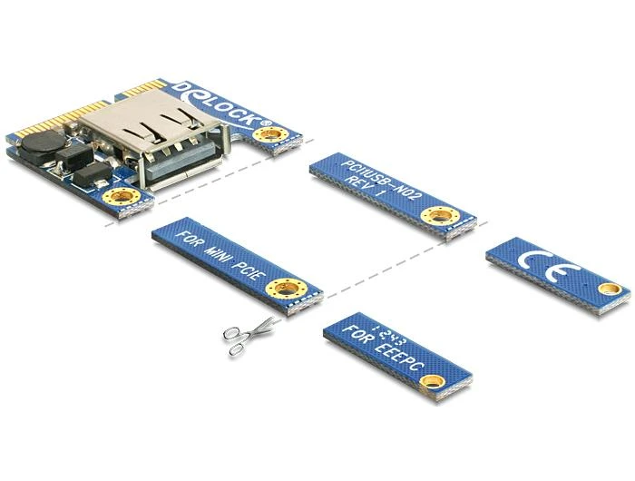 Delock MiniPCIe I/O 1x USB2.0 Typ A Buchse pilnas/pusės dydžio