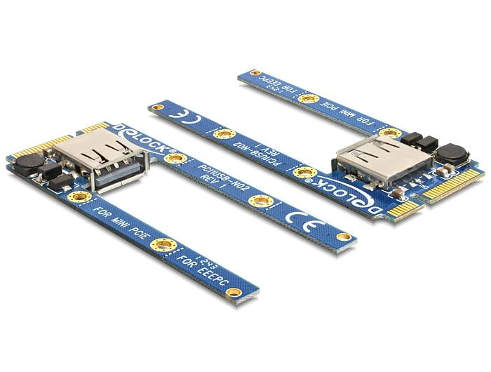 Delock MiniPCIe I/O 1x USB2.0 Typ A Buchse pilnas/pusės dydžio