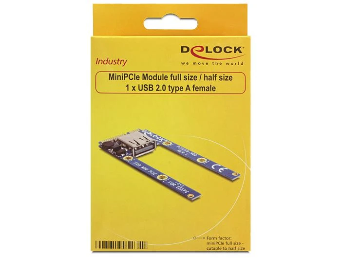 Delock MiniPCIe I/O 1x USB2.0 Typ A Buchse pilnas/pusės dydžio