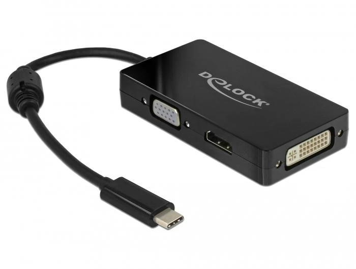 DELOCK Adapteris USB Type-C Stecker more VGA / HDMI / DVI Buchse juodas
