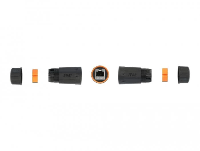 Delock kabelio jungtis RJ45 lizdas RJ45 lizdas Cat.6A atsparus vandeniui