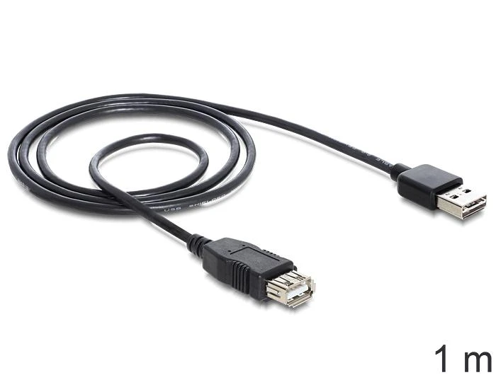 DELOCK kabelis EASY-USB 2.0-A kištukas > USB 2.0-A moteriškas prailginimas 1 m