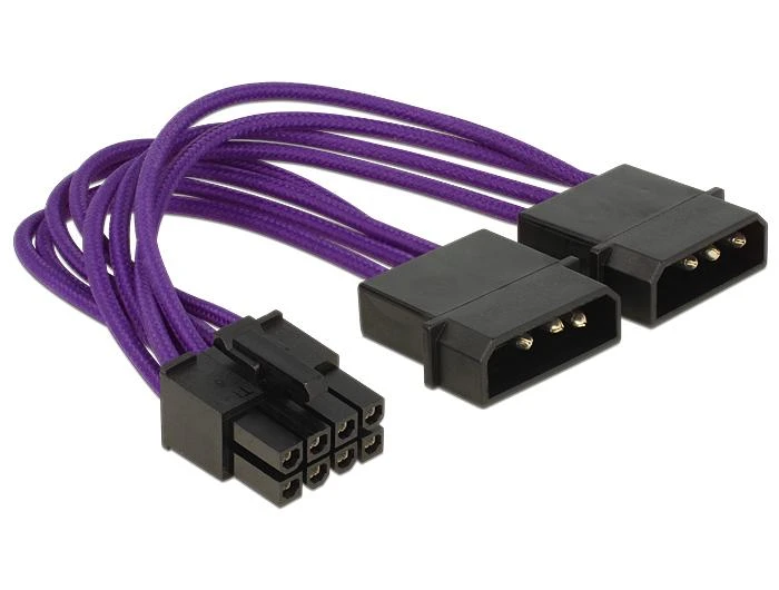 Delock Molex x2 – ATX/EPS 8 kontaktų, 0,15m, Violetinis (83703)