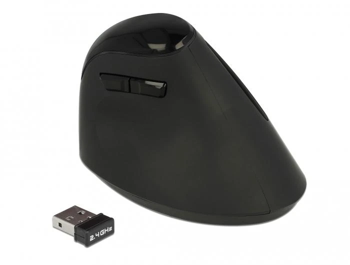 Delock Ergonomic USB pelė vertikali - belaidė - juoda