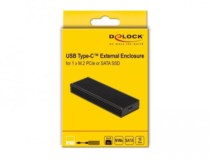 Delock išorinis USB Type-C™ Combo korpusas, skirtas M.2 NVMe PCIe arba SATA SSD