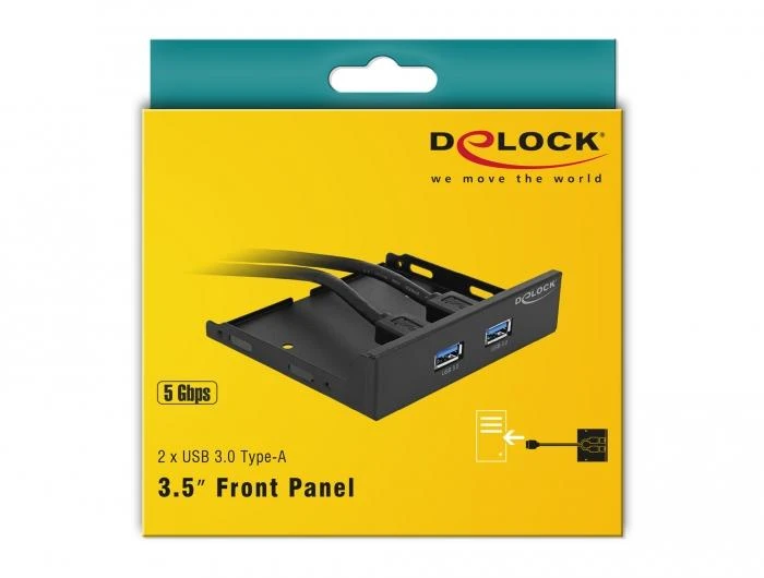Delock priekinis skydelis 3,5" 2 x USB 3.0 juodas (stulpelio lizdas)