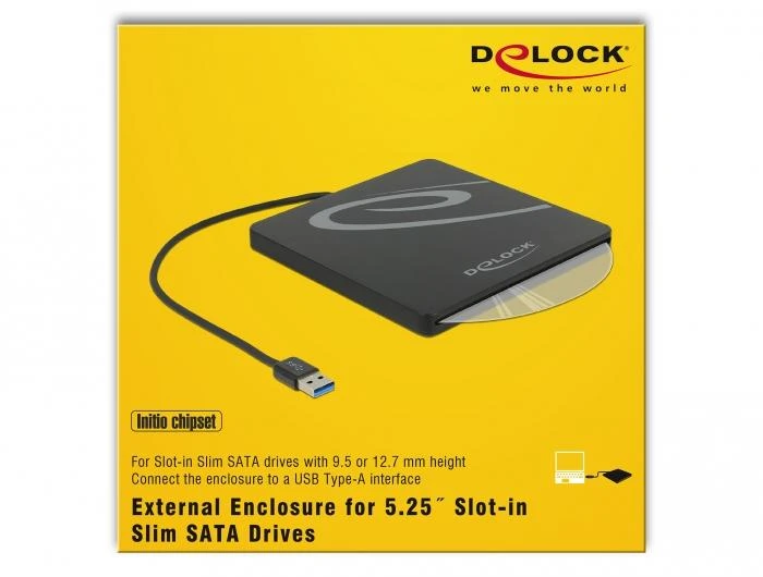 Delock 5,25 ″ Slim SATA 9,5 / 12,7 mm lizdas iki USB 3.0 (42604)