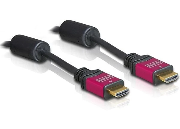 Delock HDMI laidas su raudonomis jungtimis ir feritiniais filtrais