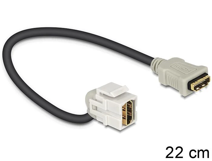 HDMI keystone adapteris su 22cm kabeliu