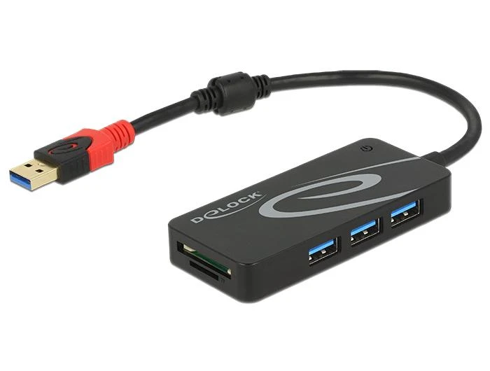 Delock išorinis USB 3.1 šakotuvas su kortelių skaitytuvu