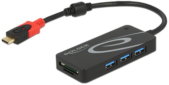 HUB USB Delock 1x SD 1x Micro SD + 3x USB-A 3.1 Gen1 (62900)