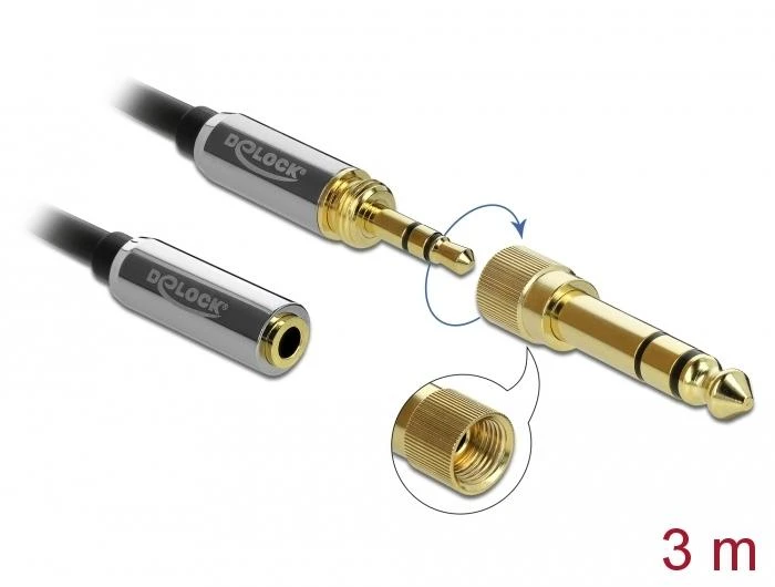 Delock 85782 - 3.5mm - Kištukas - 3.5mm - Lizdas - 3 m - Juodas - Pilkas