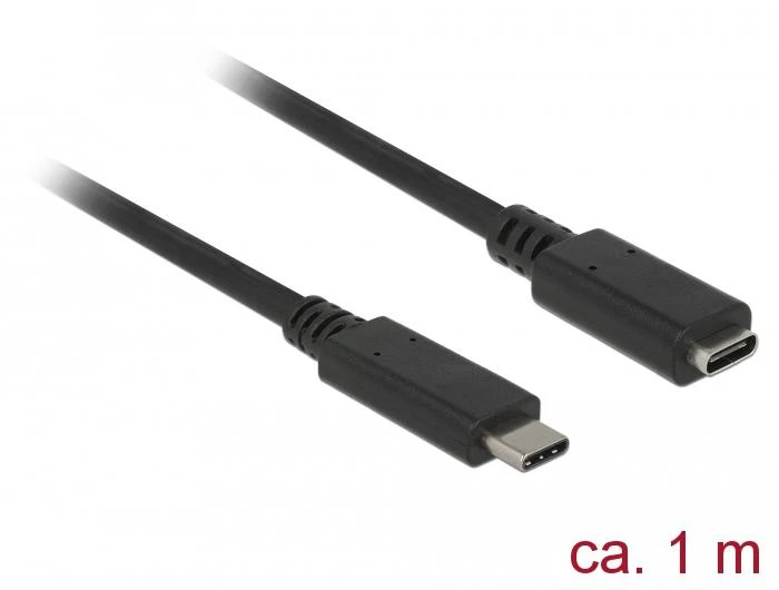 DELOCK ilgintuvas SuperSpeed USB USB 3.1 Gen 1 USB Type-C vyriškas > moteriškas 3 A 1,0 m juodas