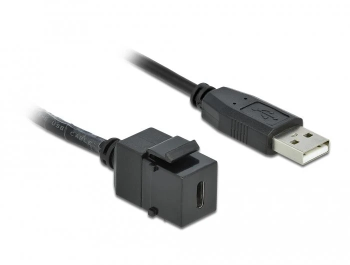 „Delock Keystone“ modulis USB 2.0 C lizdas > USB 2.0 A kištukas su kabeliu