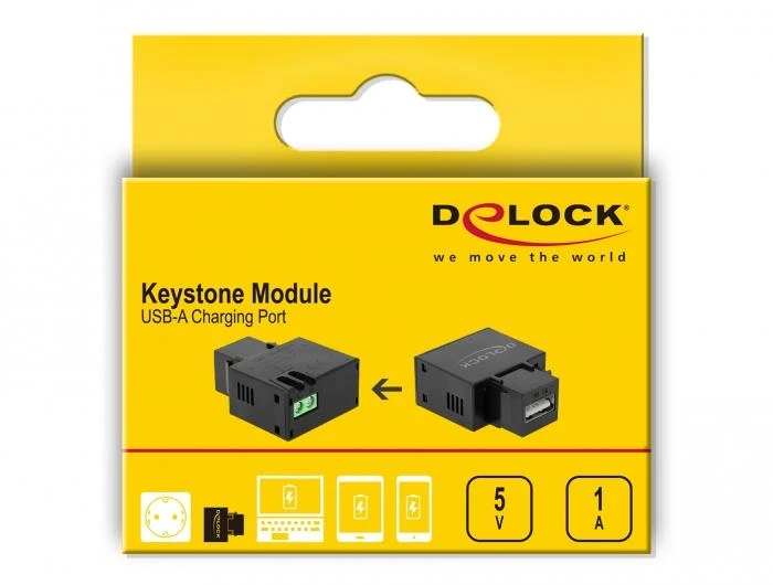 Delock Keystone Modul mit USB Typ-A Ladebuchse 1 A juodas