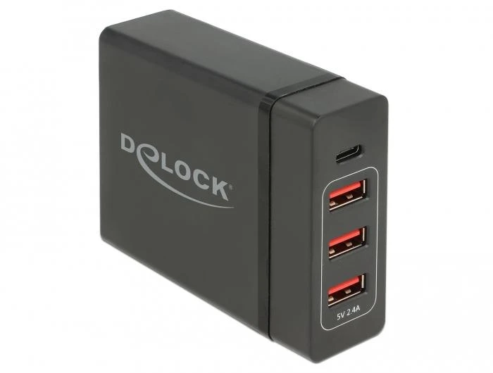 Delock išorinis įkroviklis su 3x USB-A ir 1x USB-C