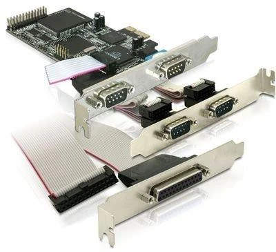Kontroler Delock PCIe x1 - 4x RS-232 DB9 + LPT DB25 (89177)