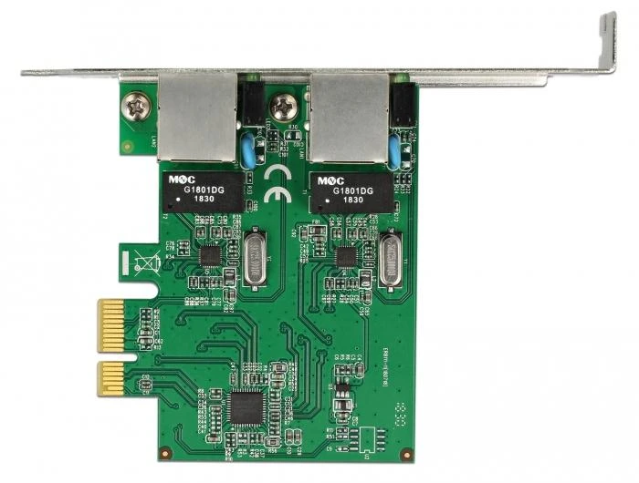 DELOCK PCI EXPRESS X1 2X RJ45 1GB TINKLO KORTELĖ, TAIKYKITE ŽEMUS PROFILIUS