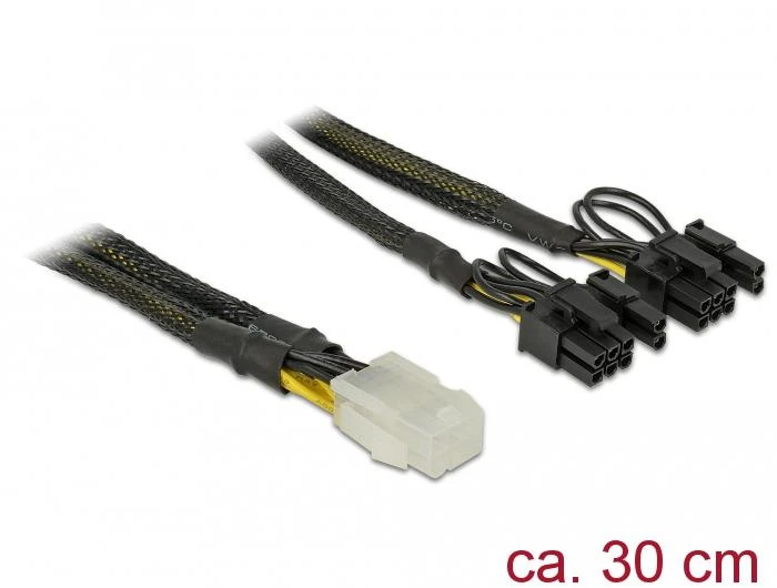 DELOCK PCI Express maitinimo kabelis 6 kontaktų lizdas > 2 x 8 kontaktų kištukas 30 cm