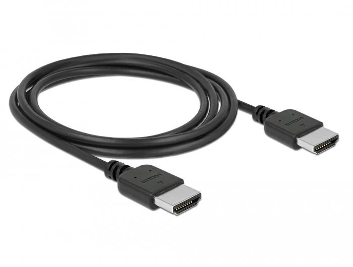 Juodas 2 metrų HDMI laidas su metalinėmis jungtimis