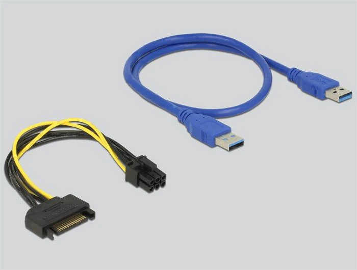 Delock Riser PCI Express Karte x1 > x16 mit 60cm USB Kabelis