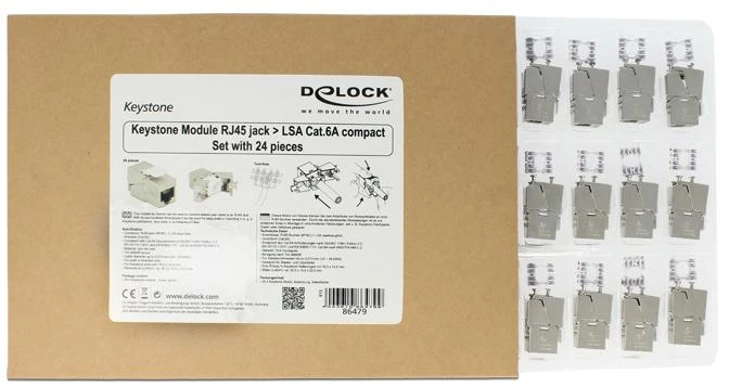 Delock Keystone RJ45 lizdas > LSA be įrankių Cat.6A