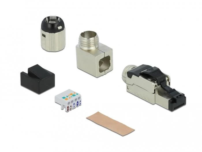 Delock RJ45 kištuko lauko mazgas Cat.6A metalinis kampuotas
