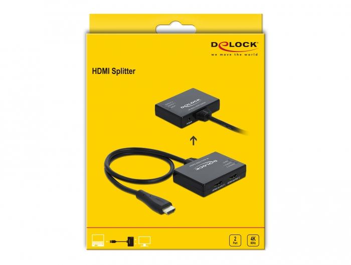 Delock HDMI skirstytuvas 1 x HDMI įvestis > 2 x HDMI išvestis 4K 60 Hz