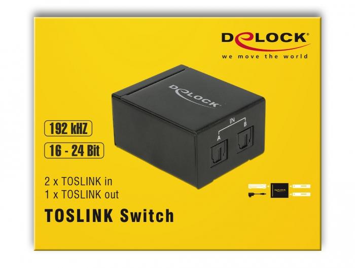 Šakotuvas Delock komutatorius DeLOCK switch 2xTOSLINK įėjimas 1xTOSLINK išėjimas