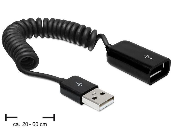 „Delock“ ilginamasis USB 2.0-A spiralinis kabelis