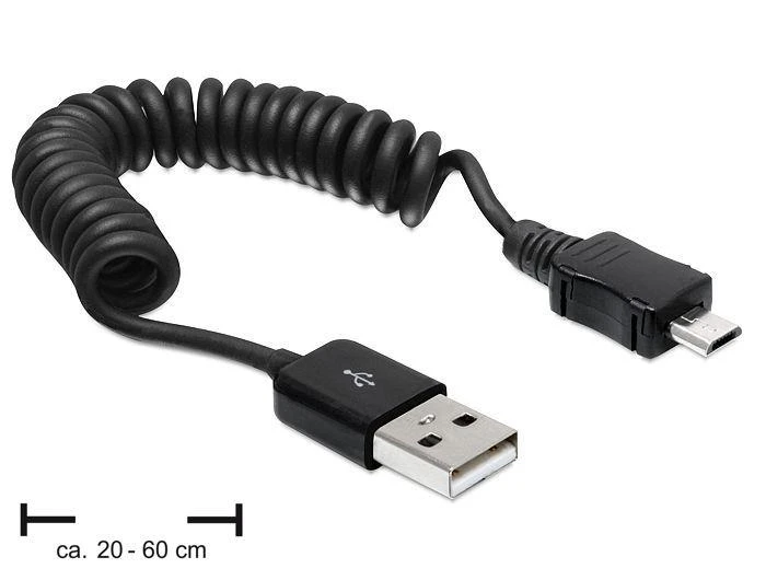 DELOCK kabelis USB 2.0-A St > USB mikro-B St Spiralkabel