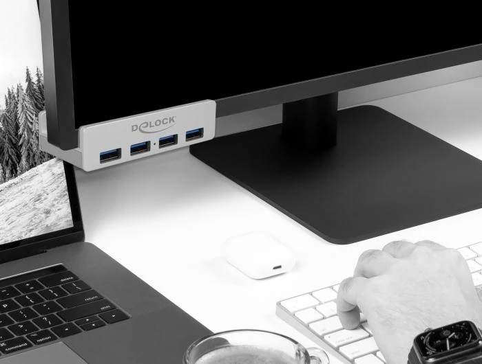 Delock išorinis USB 3.0 4 prievadų šakotuvas su fiksavimo varžtu