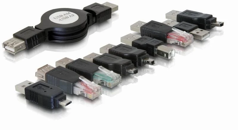 Delock 10 dalių USB adapterių ir jungčių rinkinys