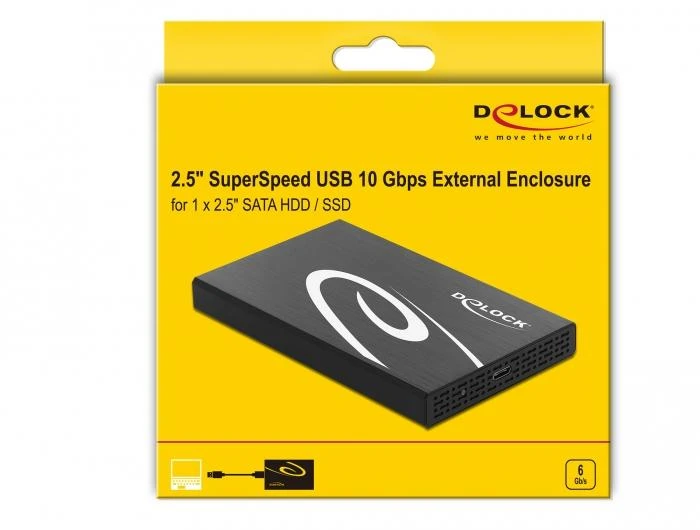Delock išorinis korpusas skirtas 2,5" SATA HDD / SSD su SuperSpeed USB 10 Gbps