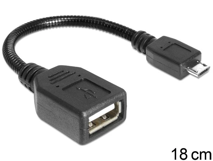 Delock kabelis USB micro-B kištukas > USB 2.0-A moteriškas OTG lankstus 15 cm