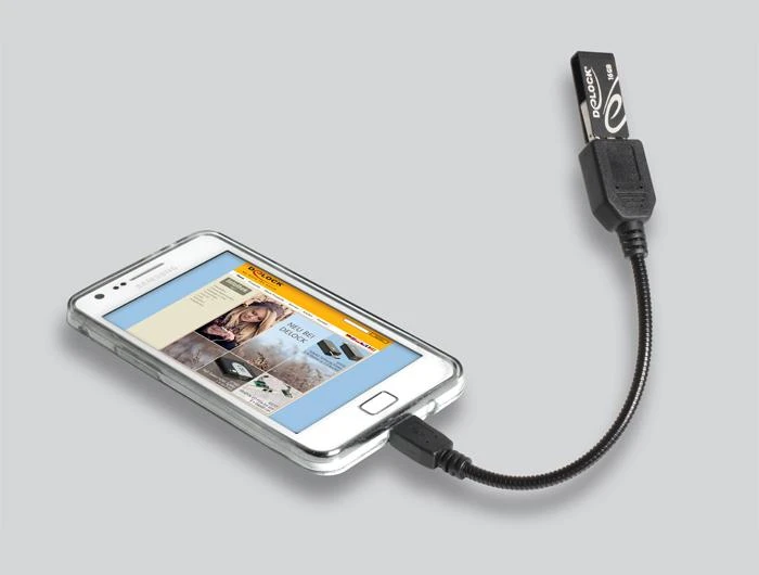 Delock kabelis USB micro-B kištukas > USB 2.0-A moteriškas OTG lankstus 15 cm