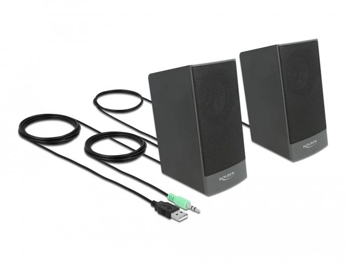 Kompiuterio kolonėlės Delock Stereo 2.0 PC kolonėlė mit 3,5 mm Klinkenstecker und USB Stromversorgung