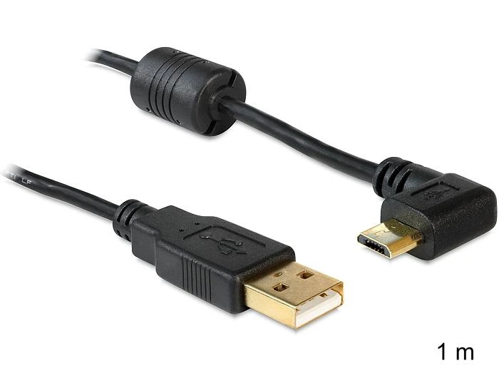 DELOCK kabelis USB micro-B St/ USB-A St 100cm 90 Grad
