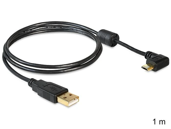 DELOCK kabelis USB micro-B St/ USB-A St 100cm 90 Grad