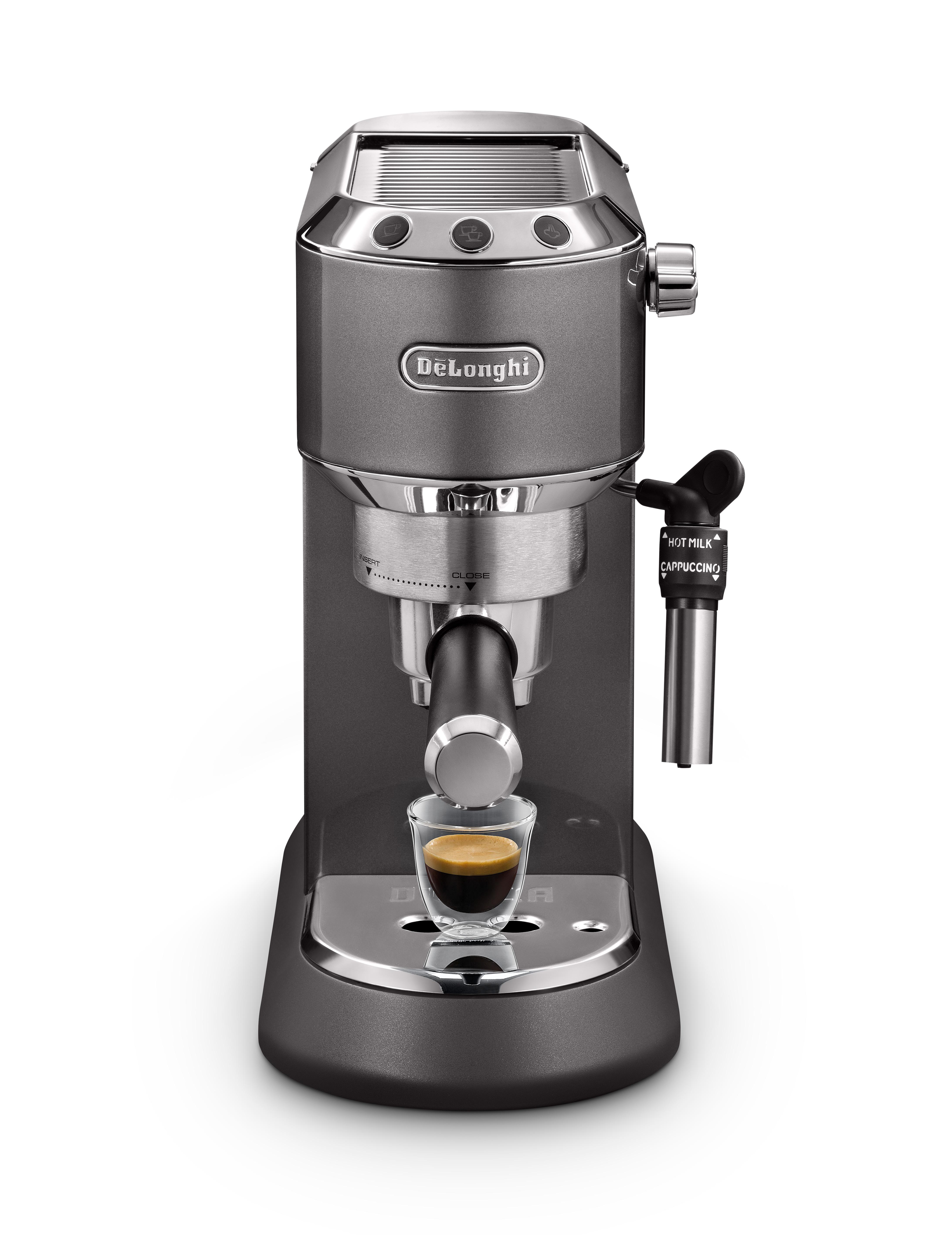 Kavos aparatas Delonghi Dedica EC785.GY Slėgis 15 bar, Su pieno plakikliu,  Manual, 1300 W, Pilkas | Varle.lt