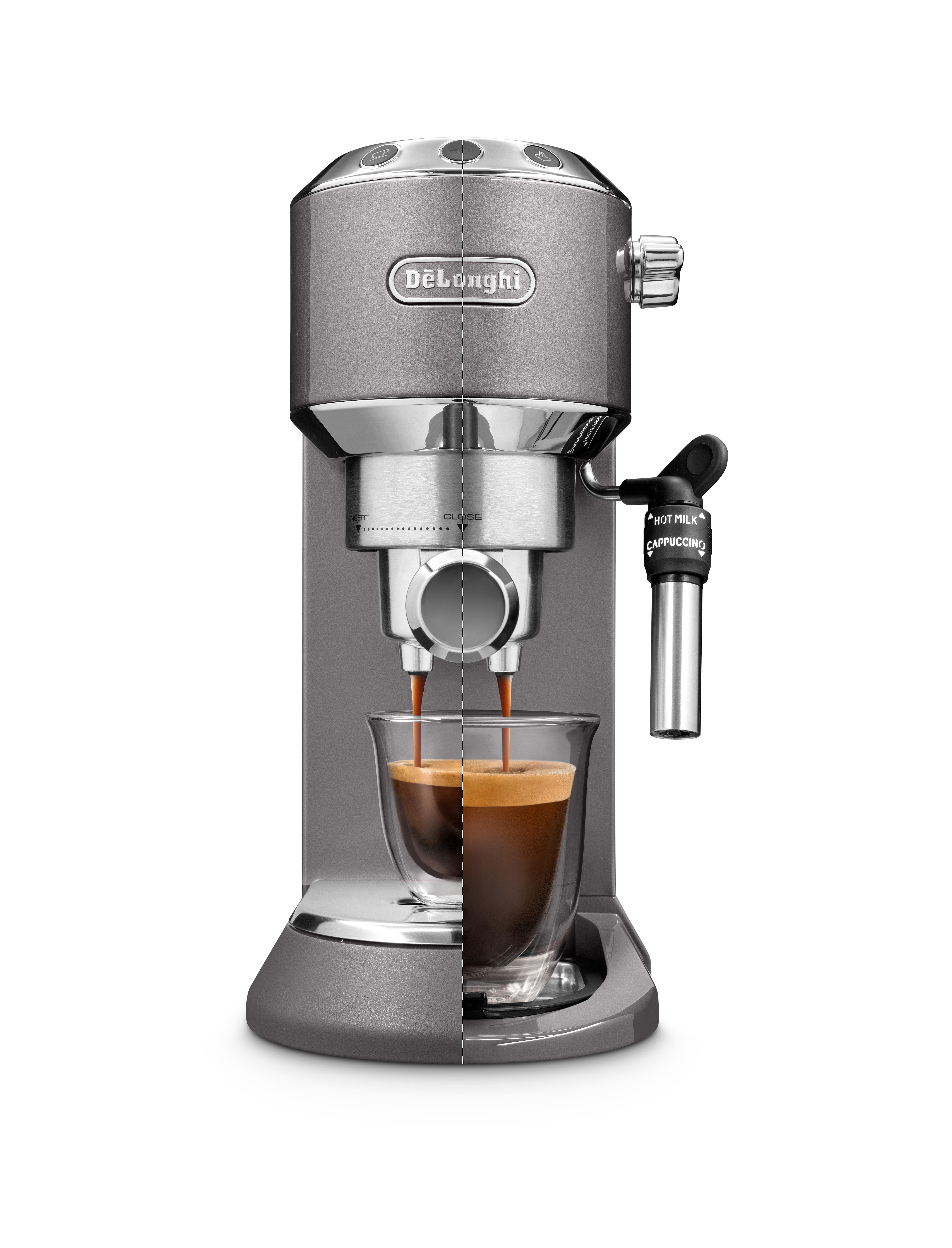 Kavos aparatas Delonghi Dedica EC785.GY Slėgis 15 bar, Su pieno plakikliu,  Manual, 1300 W, Pilkas | Varle.lt