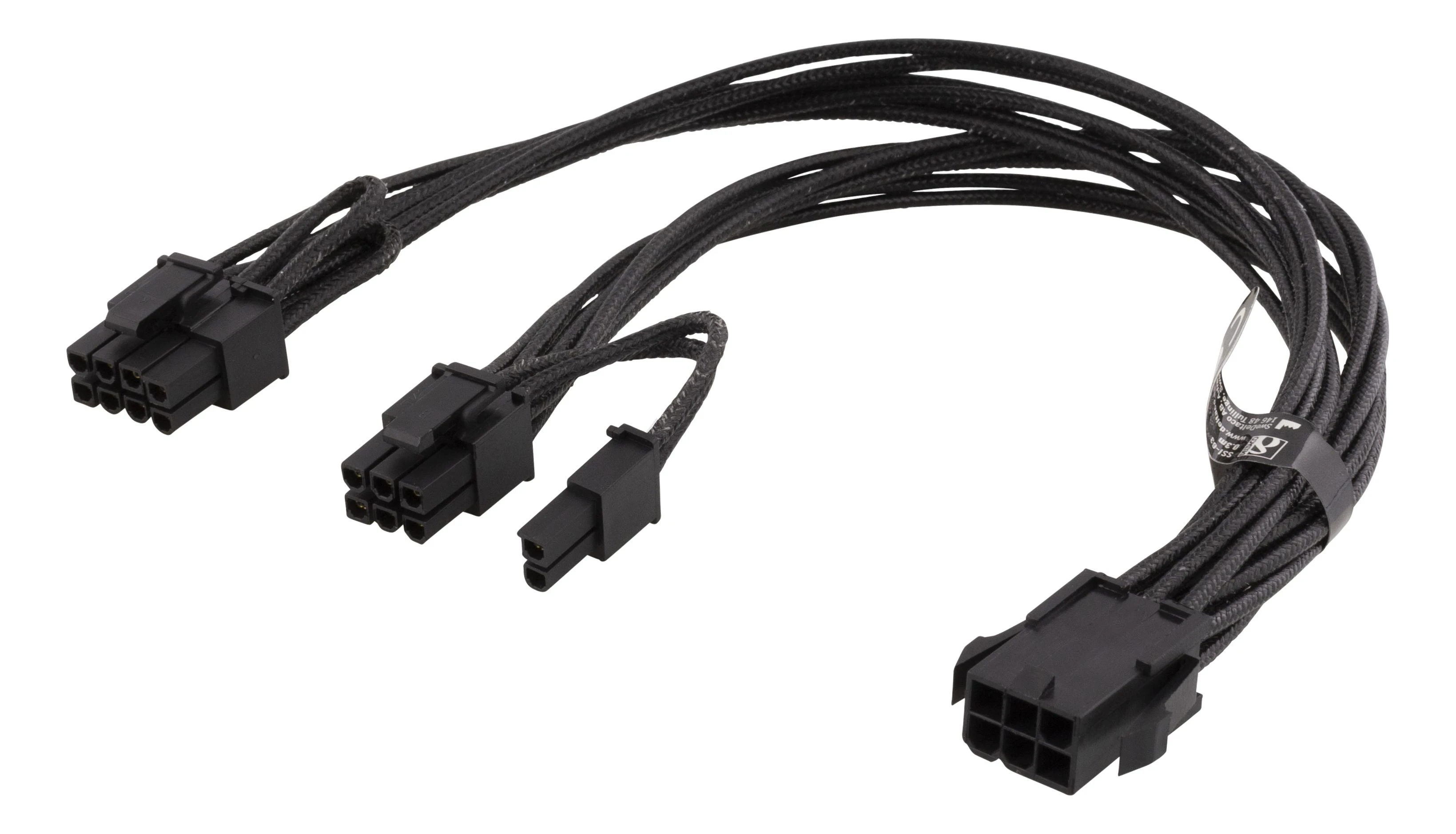 Vidinis PCIe maitinimo kabelis, 6 kontaktų iki 2x 8 kontaktų, 0,3 m, juodas DELTACO / SSI-63