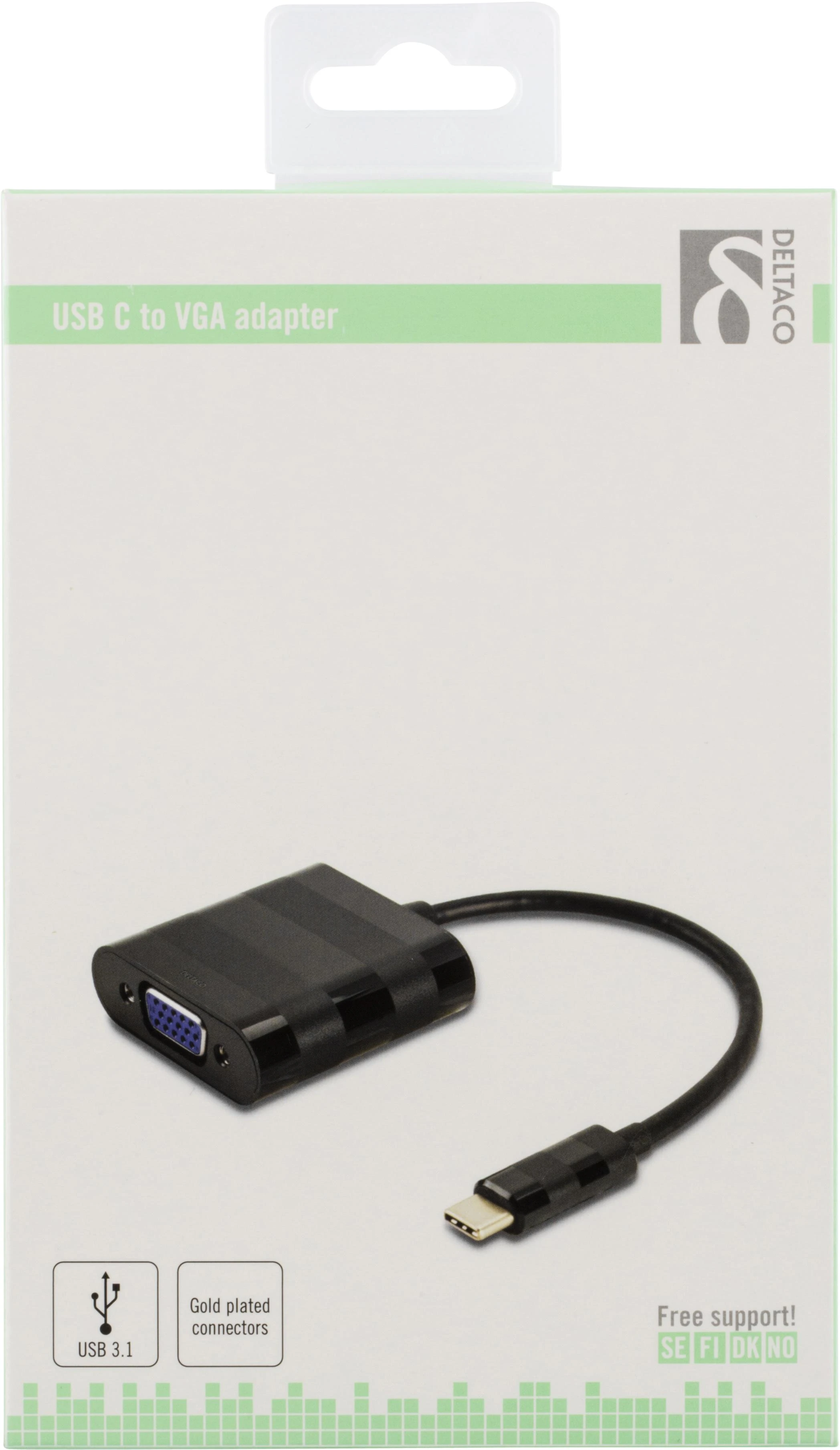Deltaco USB-C - VGA adapteris pakuotėje
