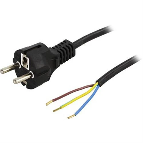 DELTACO įžemintas kabelis, CEE 7/7, maks. 250 V / 10 A, 2 m, juodas DEL-109R