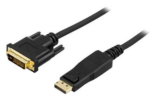 DELTACO DP - DVI-D Single Link kabelis, Full HD - 60Hz, 2m, juodas, 20 kontaktų ha - 18 + 1 kontaktų ha / DP-2020