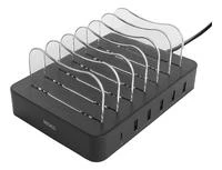 USB įkrovimo stotelė DELTACO skirta 6 įrenginiams, 5x USB-A, 1x USB-C PD, greitas krovimas, 50 W, juoda / DPS-0200