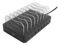 USB krovimo stotelė DELTACO skirtas 8 prietaisams, 6x USB-A, 2x USB-C PD, greitas krovimas, 75 W, juodas / DPS-0201